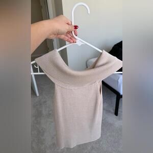 Elegant Tan Off-Shoulder Sweater